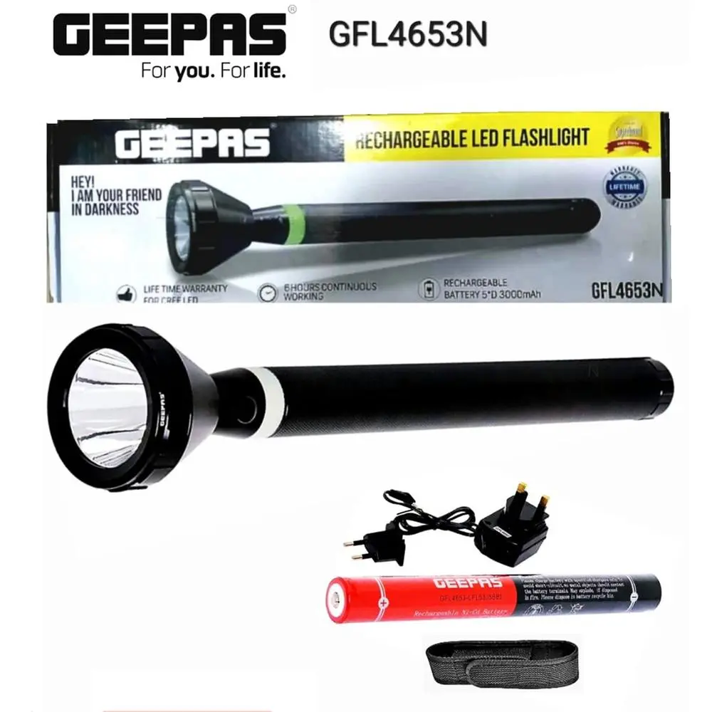 Geepas Rechargeable LED Flashlight - GFL4653N
