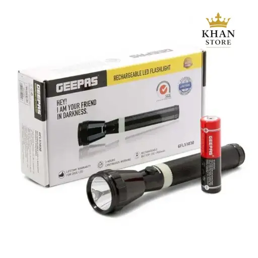 Geepas GFL3803 Rechargeable LED Flash Light Torch Light